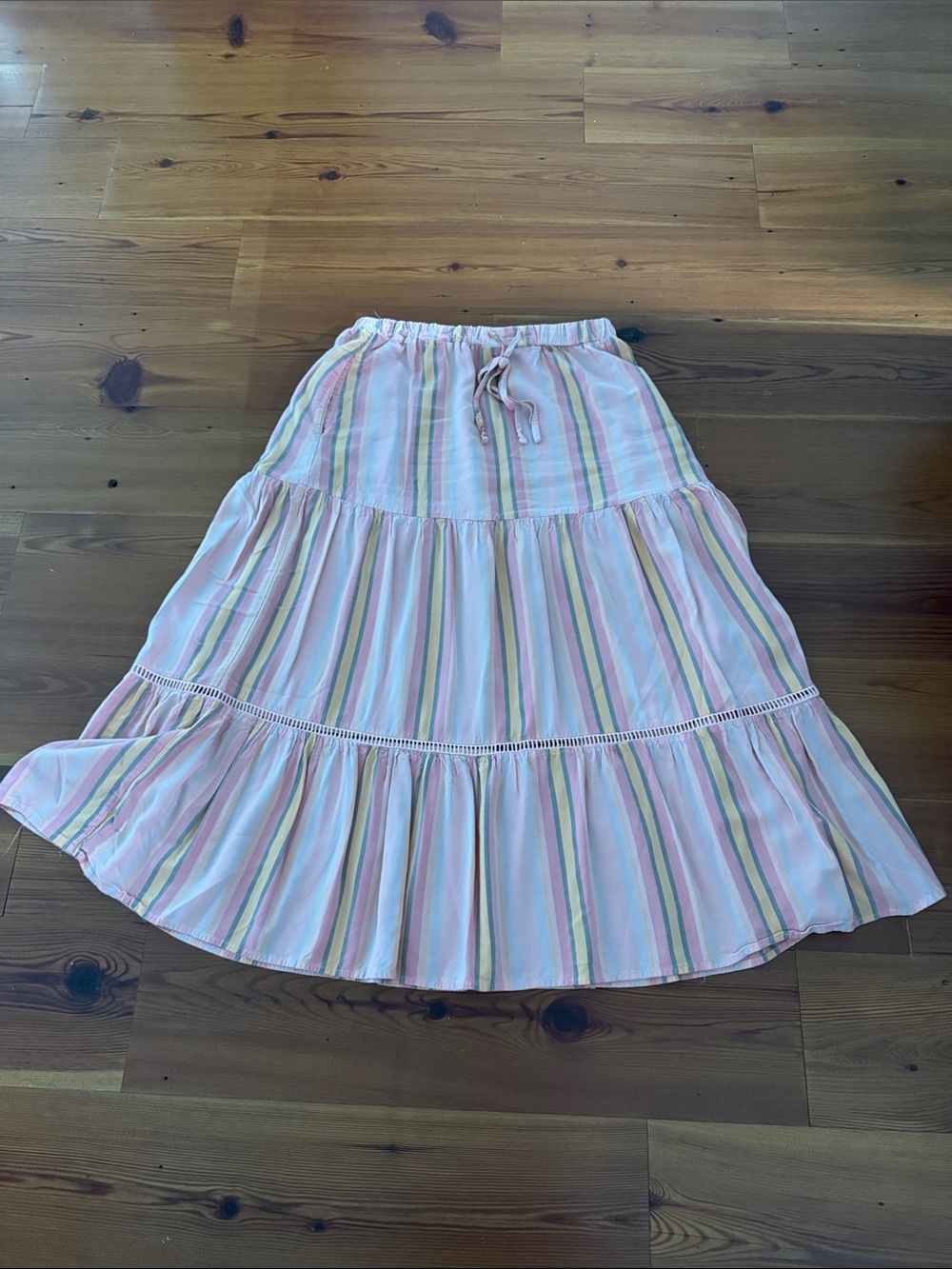 Matilda Jane Pastel Striped Tiered Maxi Skirt - Pink, Yellow, Blue, Green